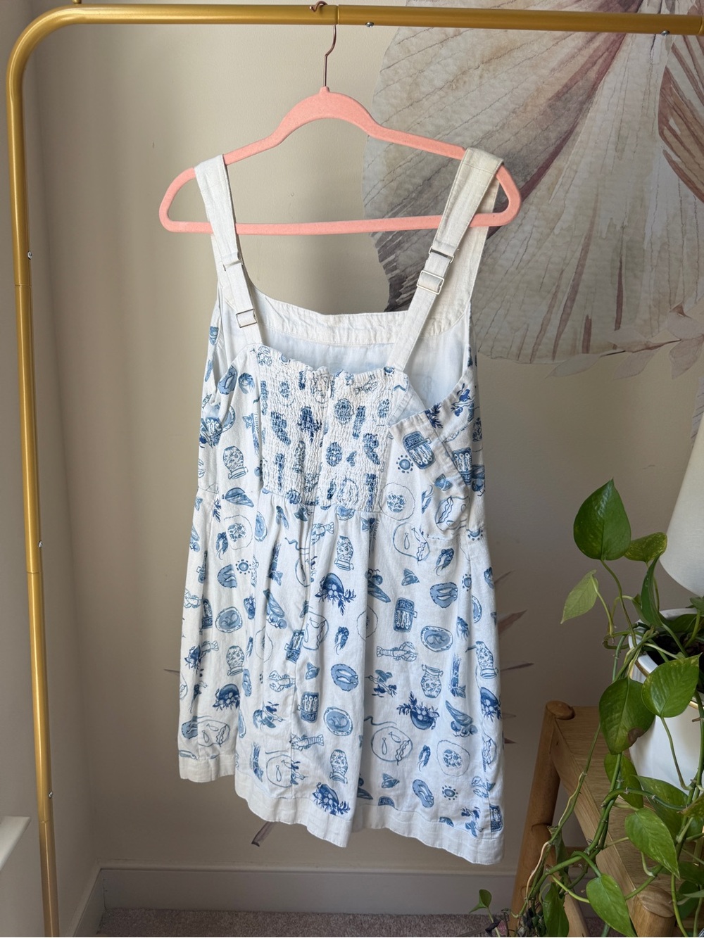 Abercrombie & Fitch White Textured Strapless Top with Subtle Blue Accents - Picture 4 of 5